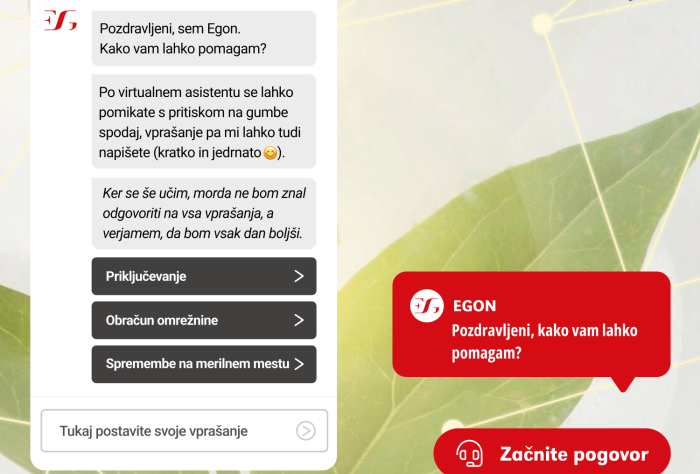 Predstavljamo novega virtualnega svetovalca EGONa za hitrejšo pomoč uporabnikom